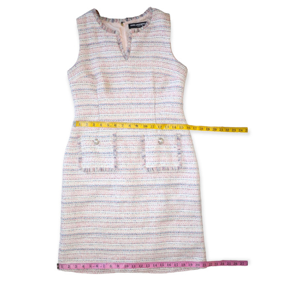 Karl Lagerfeld Paris Tweed V Neck Dress Size 6 - Picture 5 of 11
